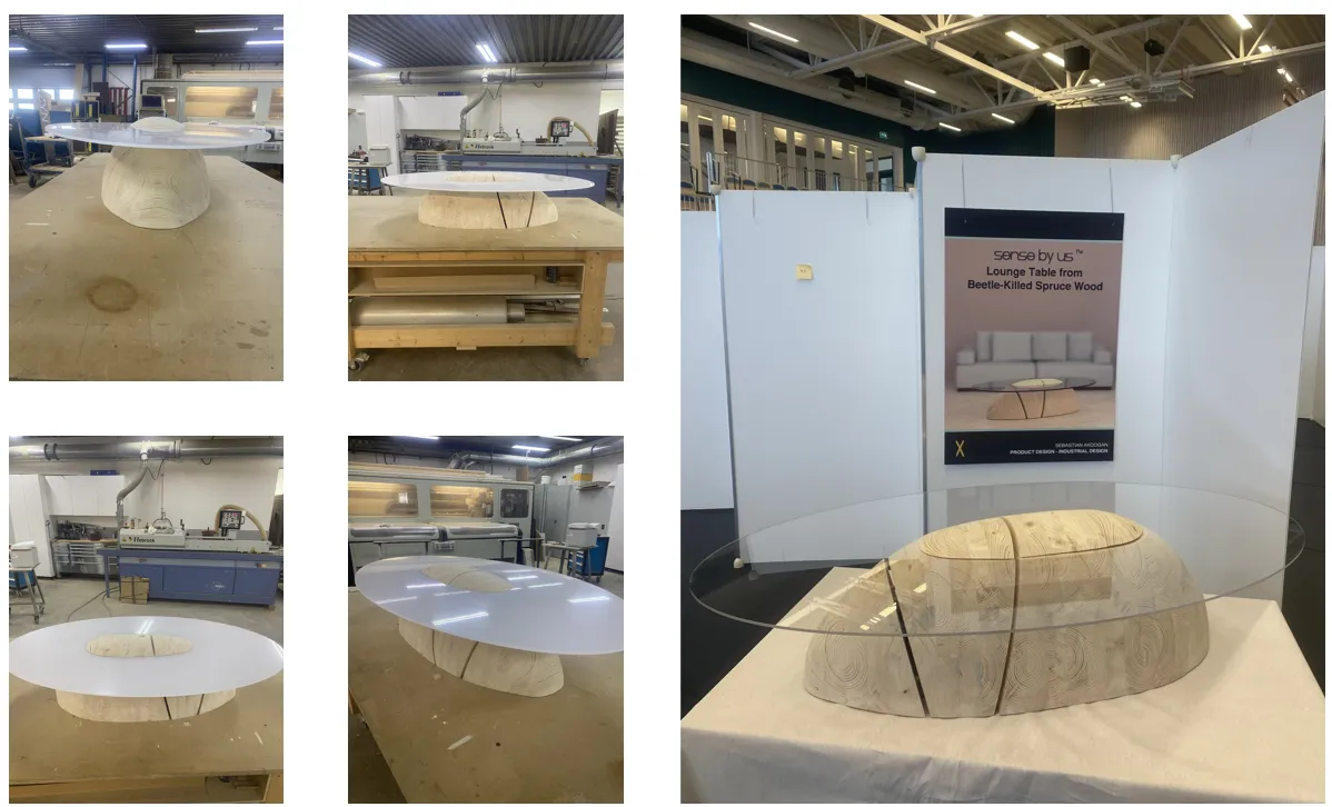 Lounge Table in Damaged Spruce – Exploring Meaningful and Sustainable Design